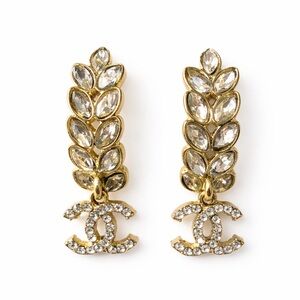 Chanel Gold Leaf Crystal Earrings